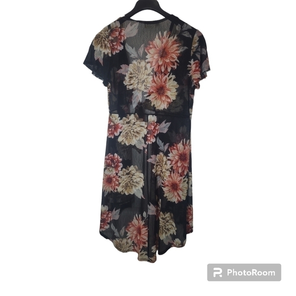 Anthropologie Ember Sheer Floral Flutter Sleeve Cover Wrap Dress – Size Large - Picture 2 of 12